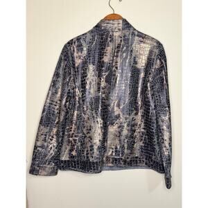 Reversible Chico's Jacket Women's Size 2 Large Metallic Alligator Print Black